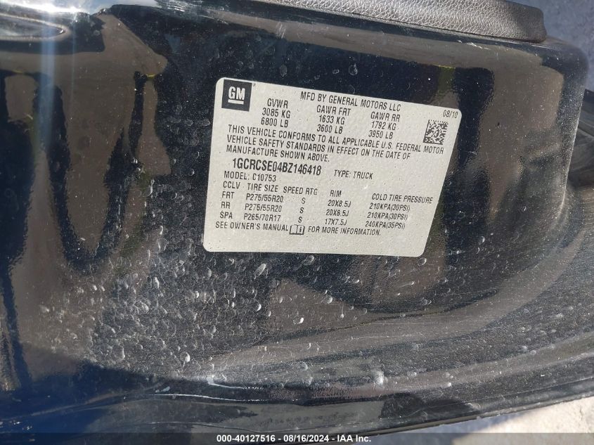 2011 Chevrolet Silverado 1500 Lt VIN: 1GCRCSE04BZ146418 Lot: 40127516