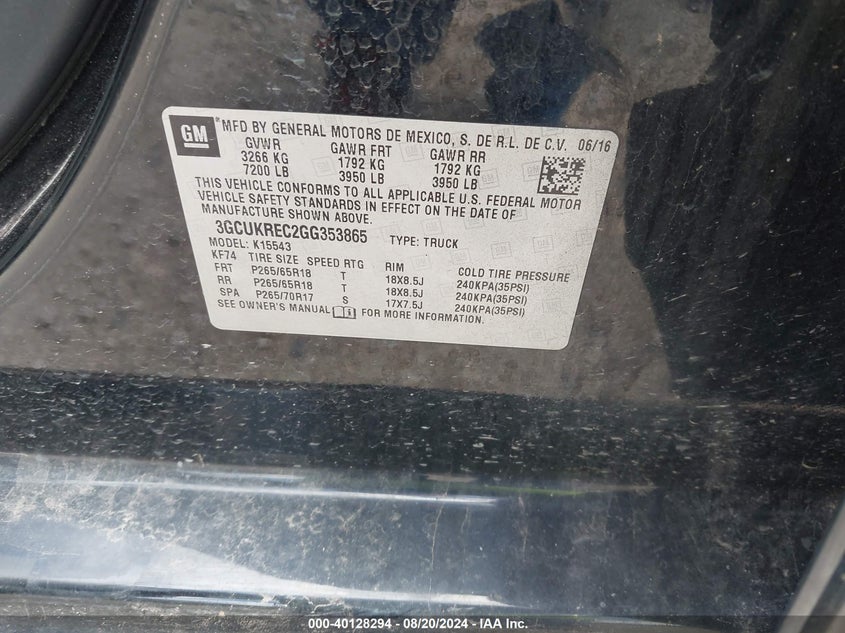 2016 CHEVROLET SILVERADO 1500 2LT - 3GCUKREC2GG353865