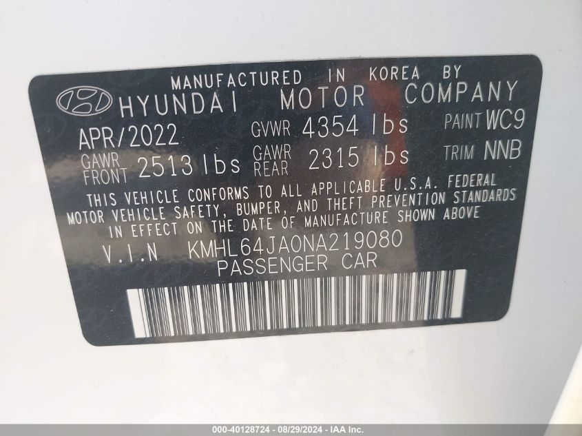 KMHL64JA0NA219080 2022 Hyundai Sonata Sel