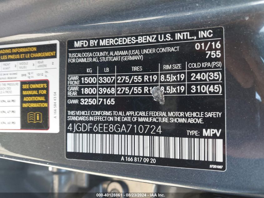 2016 MERCEDES-BENZ GL 450 4MATIC - 4JGDF6EE8GA710724