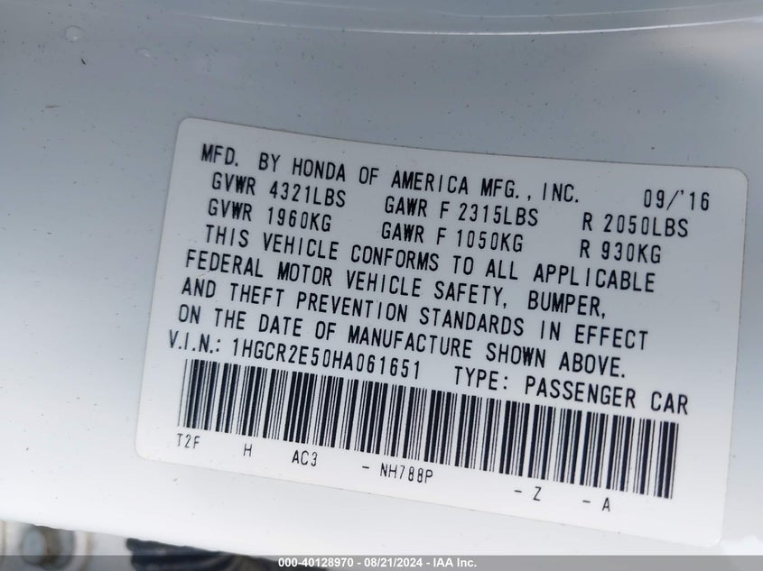 2017 HONDA ACCORD SPORT - 1HGCR2E50HA061651