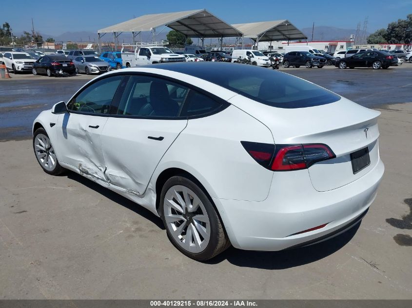 VIN 5YJ3E1EA5NF350478 2022 Tesla Model 3, Rear-Whee... no.3