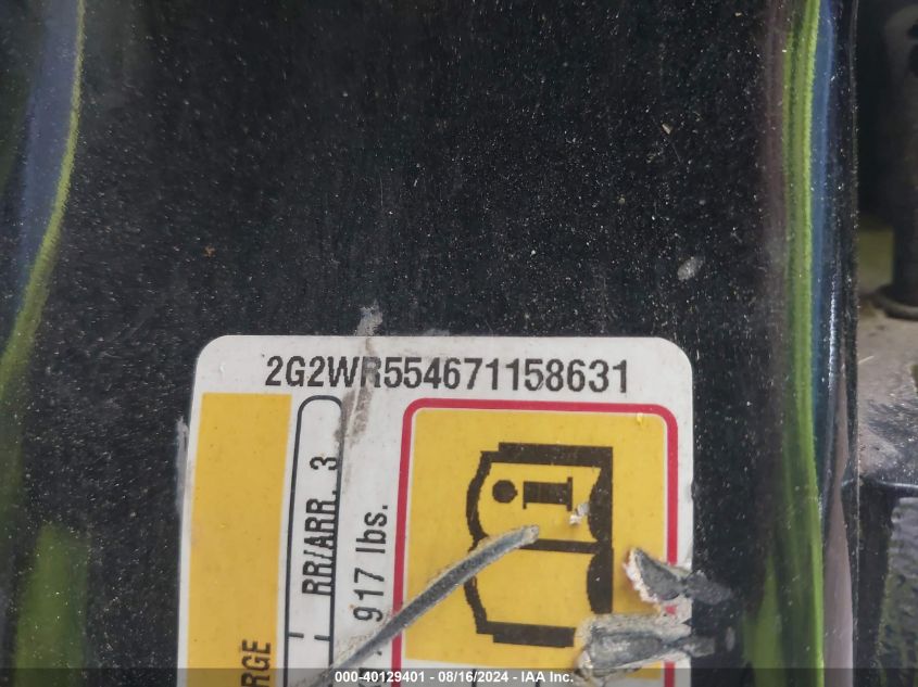 2007 Pontiac Grand Prix Gt VIN: 2G2WR554671158631 Lot: 40129401