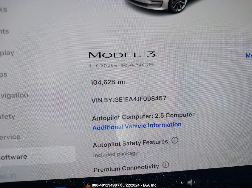 2018 TESLA MODEL 3 LONG RANGE/MID RANGE - 5YJ3E1EA4JF098457