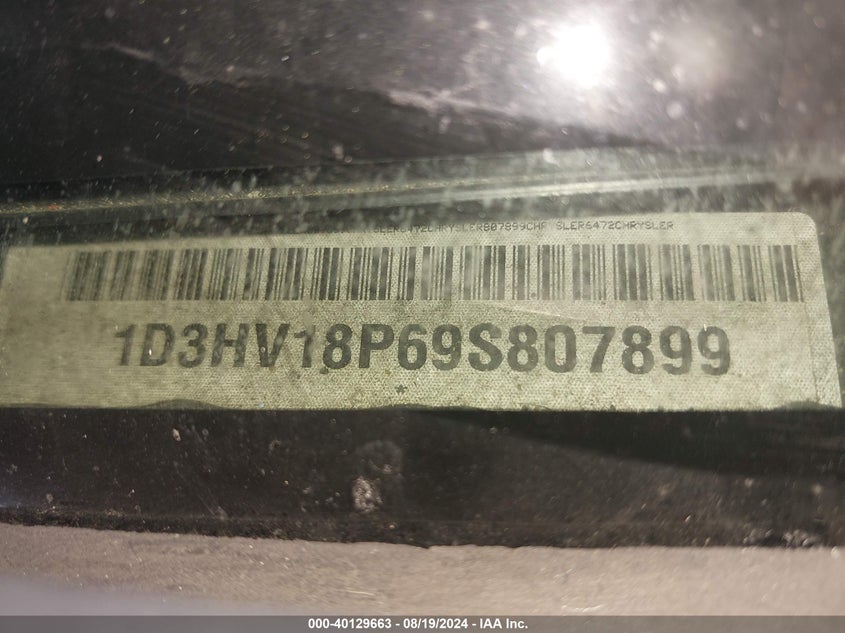2009 Dodge Ram 1500 Slt/Sport/Trx VIN: 1D3HV18P69SA07899 Lot: 40129663