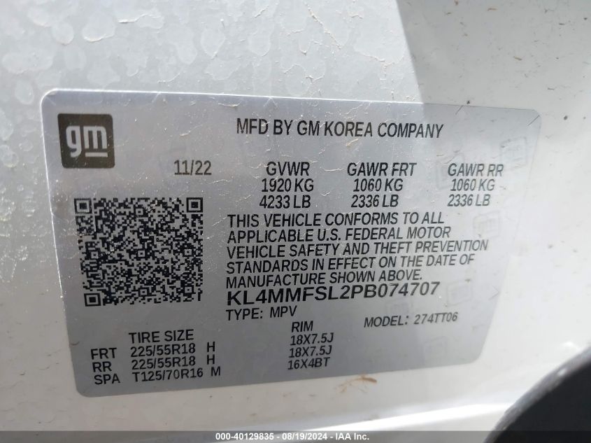 2023 Buick Encore Gx Essence Fwd VIN: KL4MMFSL2PB074707 Lot: 40129835