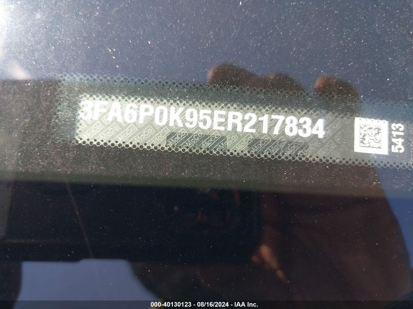 2014 Ford Fusion Titanium VIN: 3FA6P0K95ER217834 Lot: 40130123