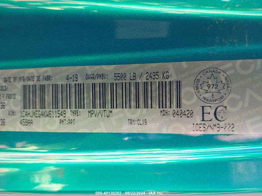 1C4HJXEG4KW611549 2019 Jeep Wrangler Unlimited Sahara