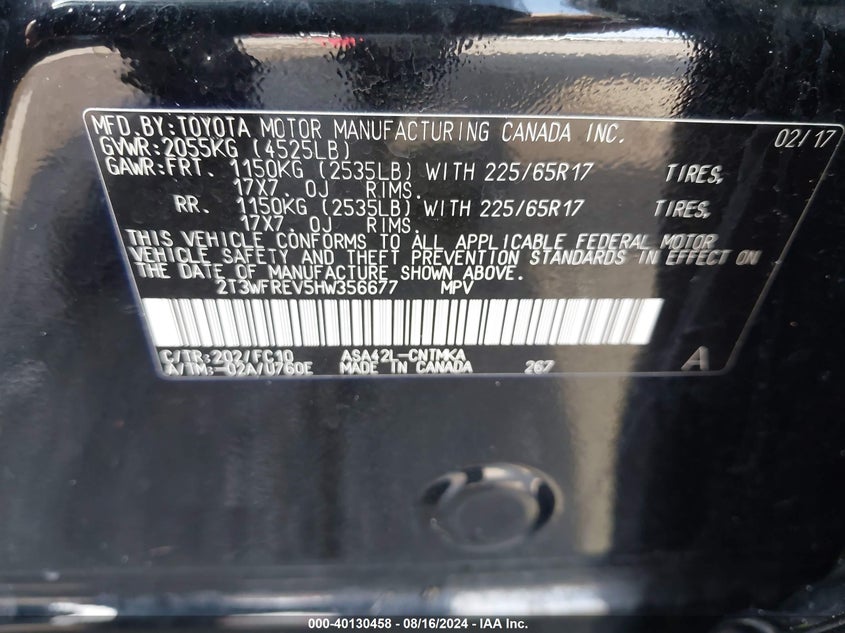 2017 TOYOTA RAV4 XLE - 2T3WFREV5HW356677