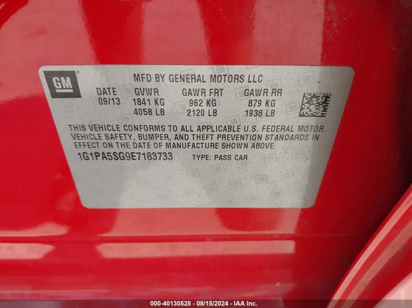 2014 Chevrolet Cruze Ls Auto VIN: 1G1PA5SG9E7183733 Lot: 40130528