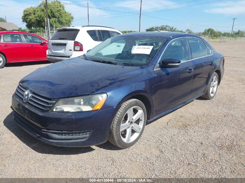 2013 Volkswagen Passat Se W/Sunroof VIN: 1VWBH7A3XDC142103 Lot: 40130646