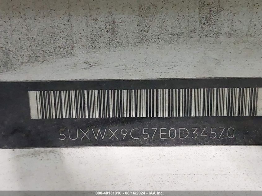 2014 BMW X3 xDrive28I VIN: 5UXWX9C57E0D34570 Lot: 40131310