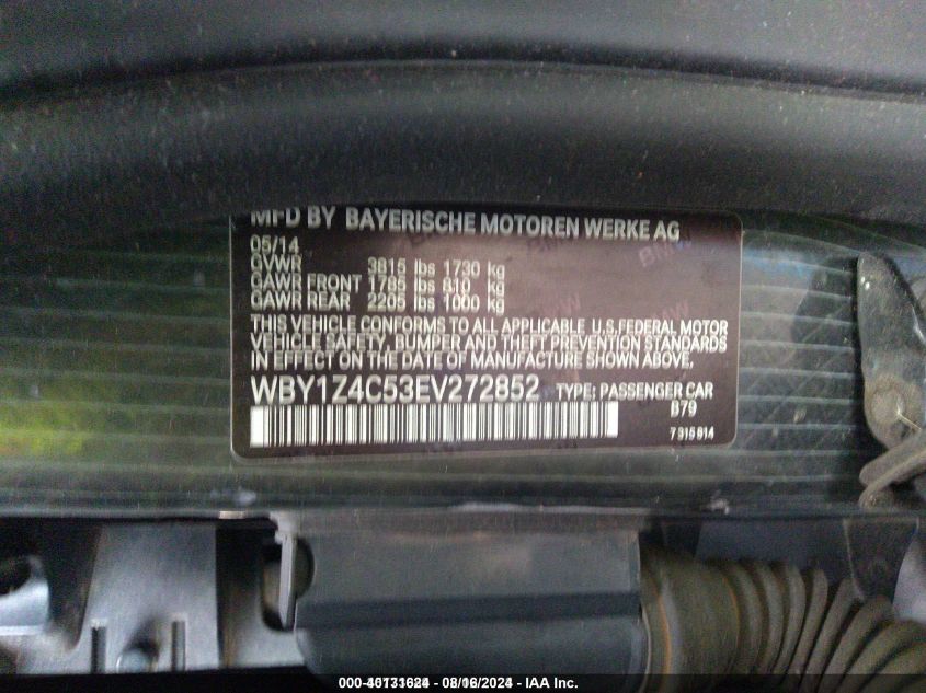 2014 BMW I3 BASE W/RANGE EXTENDER - WBY1Z4C53EV272852