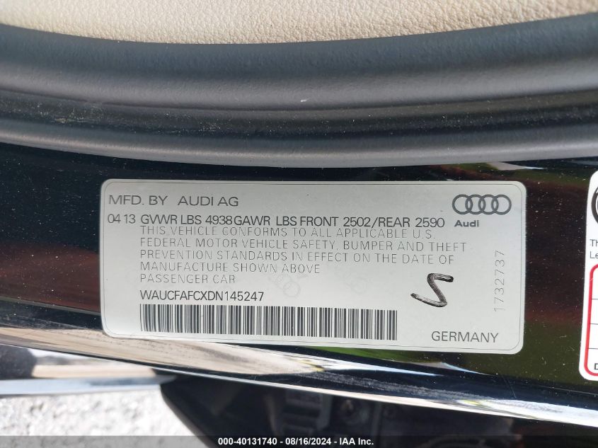 2013 AUDI A6 2.0T PREMIUM - WAUCFAFCXDN145247