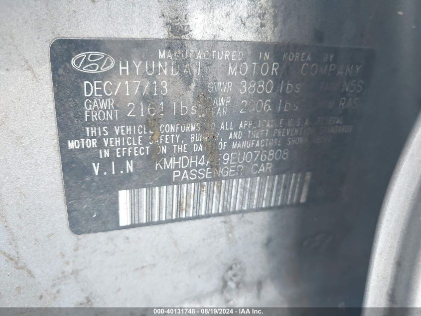 KMHDH4AE9EU076808 2014 Hyundai Elantra Limited