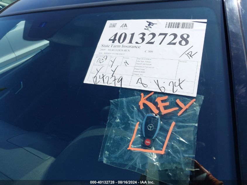 2009 Mercedes-Benz C 300 Luxury/Sport VIN: WDDGF54X59R049632 Lot: 40132728