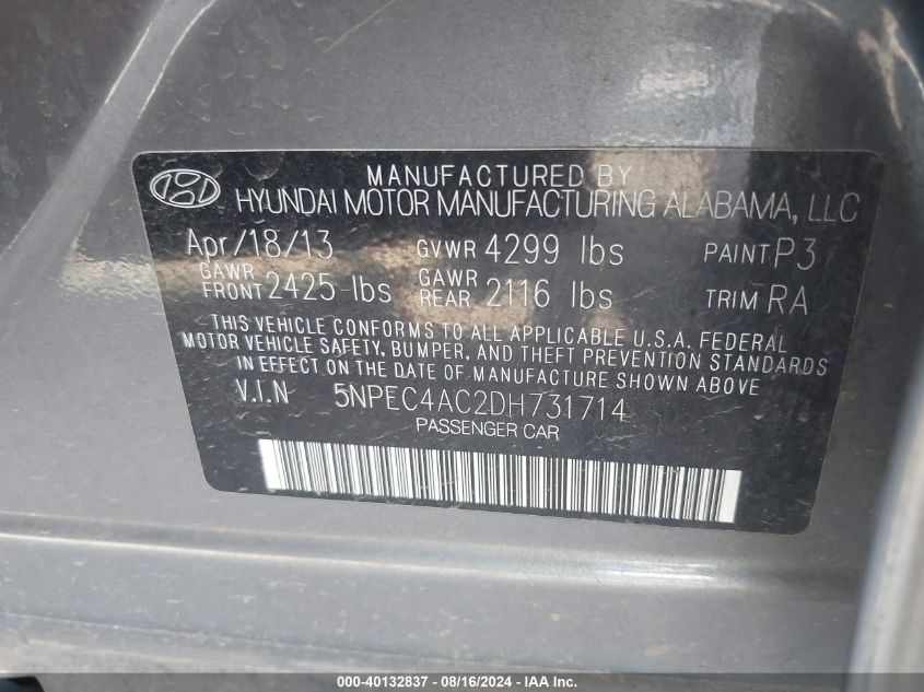 2013 HYUNDAI SONATA SE - 5NPEC4AC2DH731714