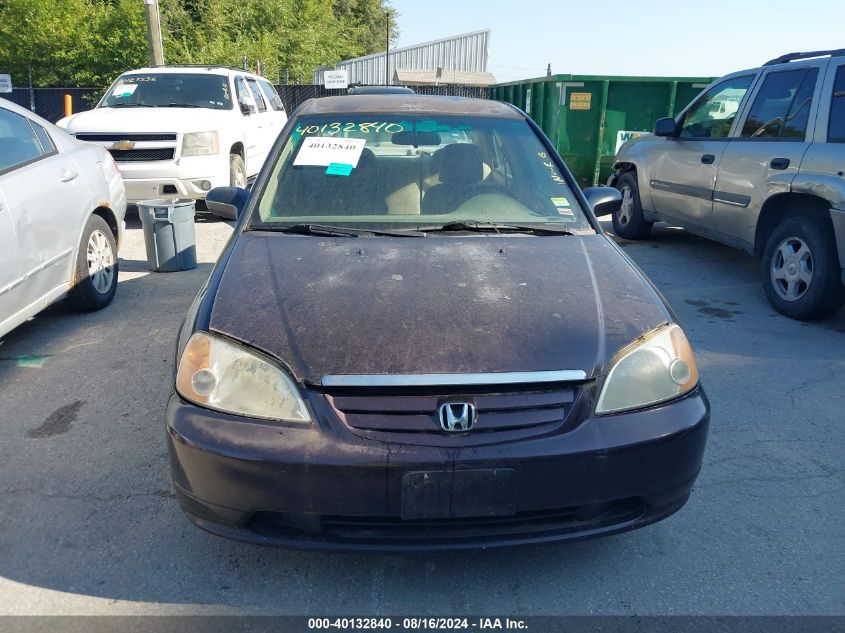 2001 Honda Civic Lx VIN: JHMES16561S003806 Lot: 40132840