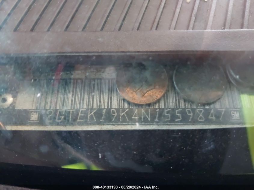 1992 GMC Sierra K1500 VIN: 2GTEK19K4N1559847 Lot: 40133193
