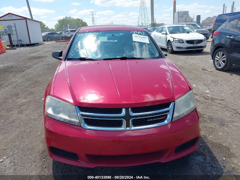 2012 Dodge Avenger Se VIN: 1C3CDZAG6CN327709 Lot: 40133890