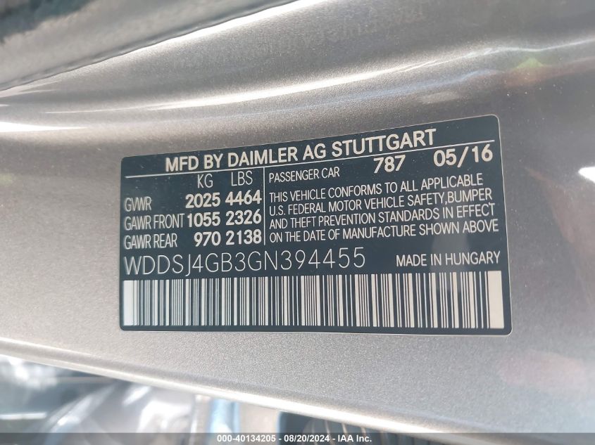 WDDSJ4GB3GN394455 2016 Mercedes-Benz Cla 250 4Matic