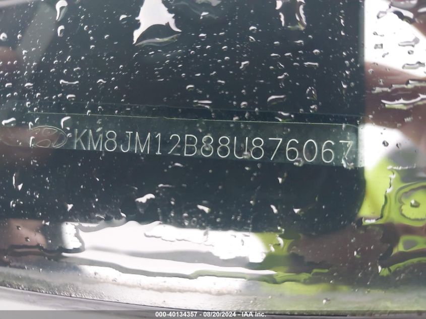 2008 Hyundai Tucson Gls VIN: KM8JM12B88U876067 Lot: 40134357