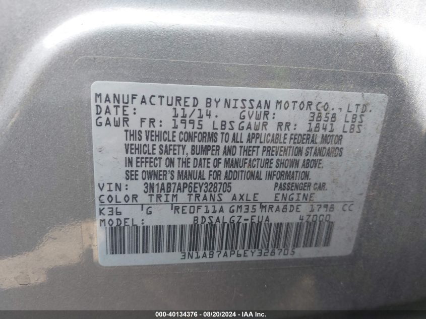 2014 NISSAN SENTRA SL - 3N1AB7AP6EY328705