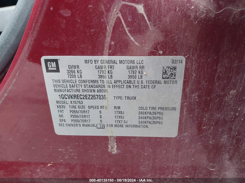 2014 CHEVROLET SILVERADO 1500 1LT - 1GCVKREC2EZ267036