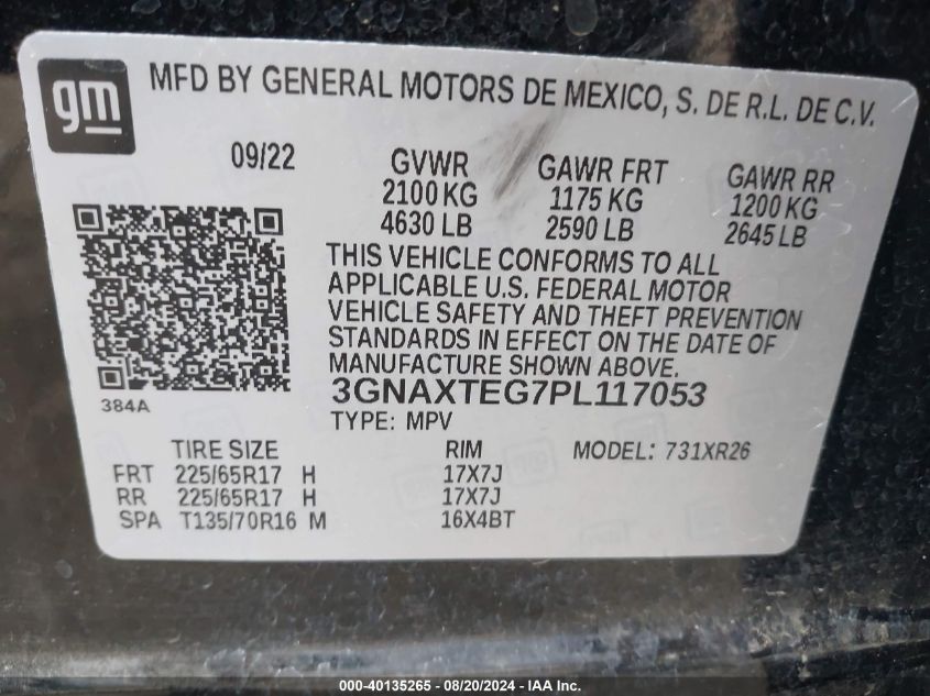 2023 CHEVROLET EQUINOX AWD 2FL - 3GNAXTEG7PL117053