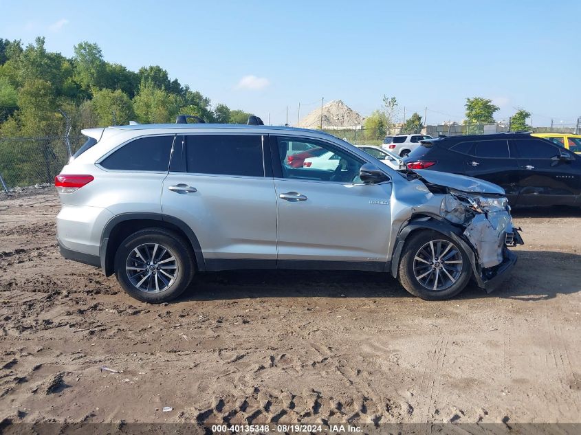 2019 Toyota Highlander Hybrid Xle VIN: 5TDJGRFH8KS072128 Lot: 40135348