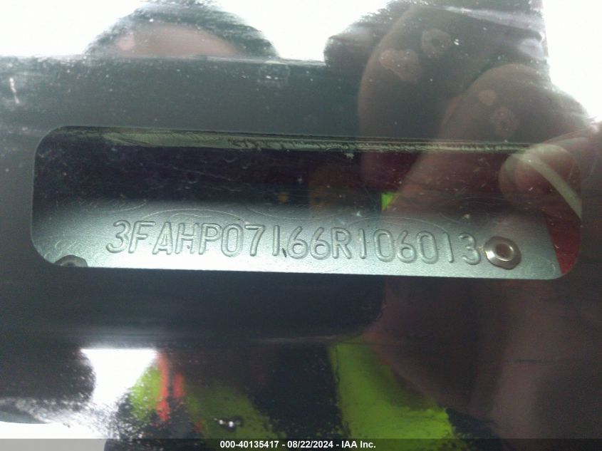 2006 Ford Fusion Se VIN: 3FAHP07166R106013 Lot: 40135417