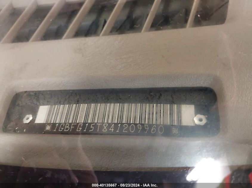 2004 Chevrolet Express VIN: 1GBFG15T841209960 Lot: 40135667