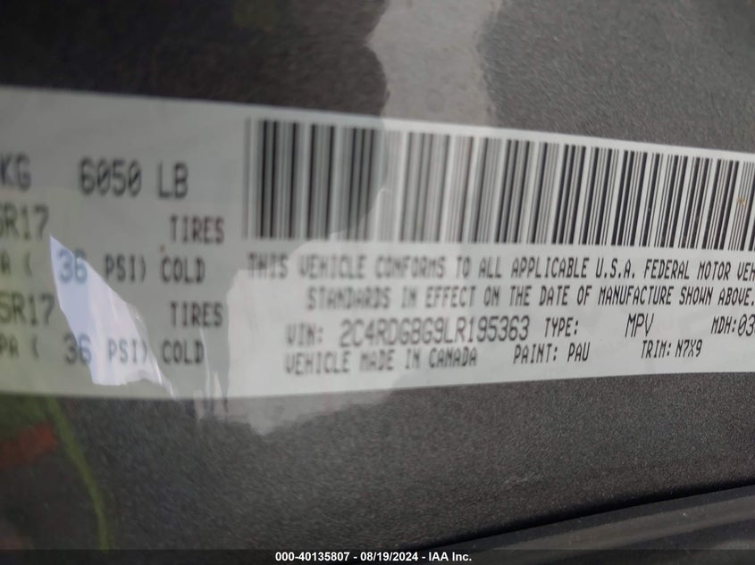 2020 DODGE GRAND CARAVAN SE PLUS - 2C4RDGBG9LR195363