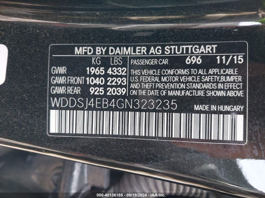 WDDSJ4EB4GN323235 2016 Mercedes-Benz Cla 250