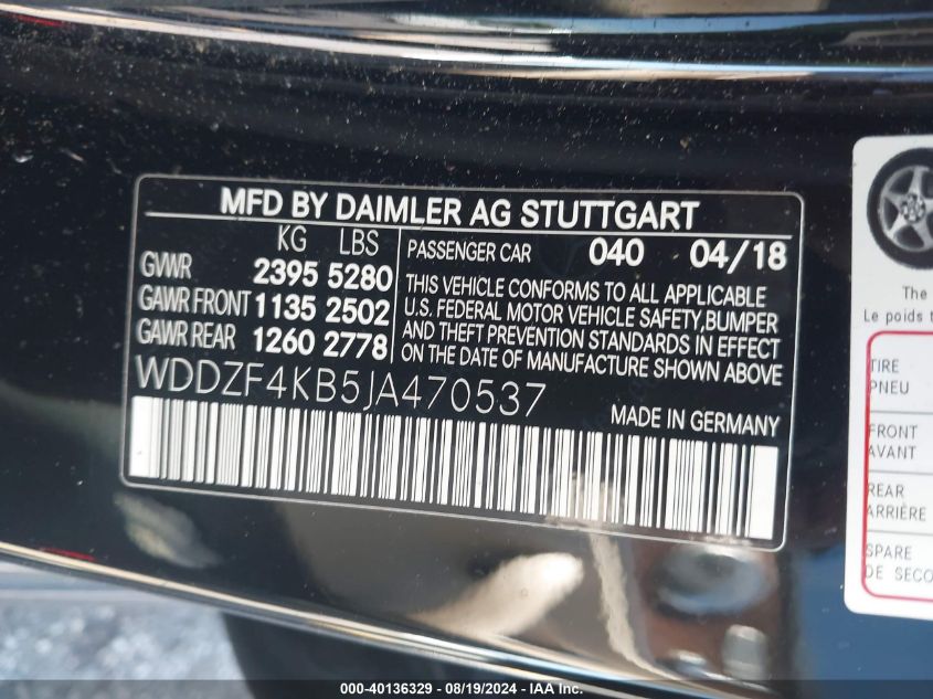 WDDZF4KB5JA470537 2018 Mercedes-Benz E 300 4Matic