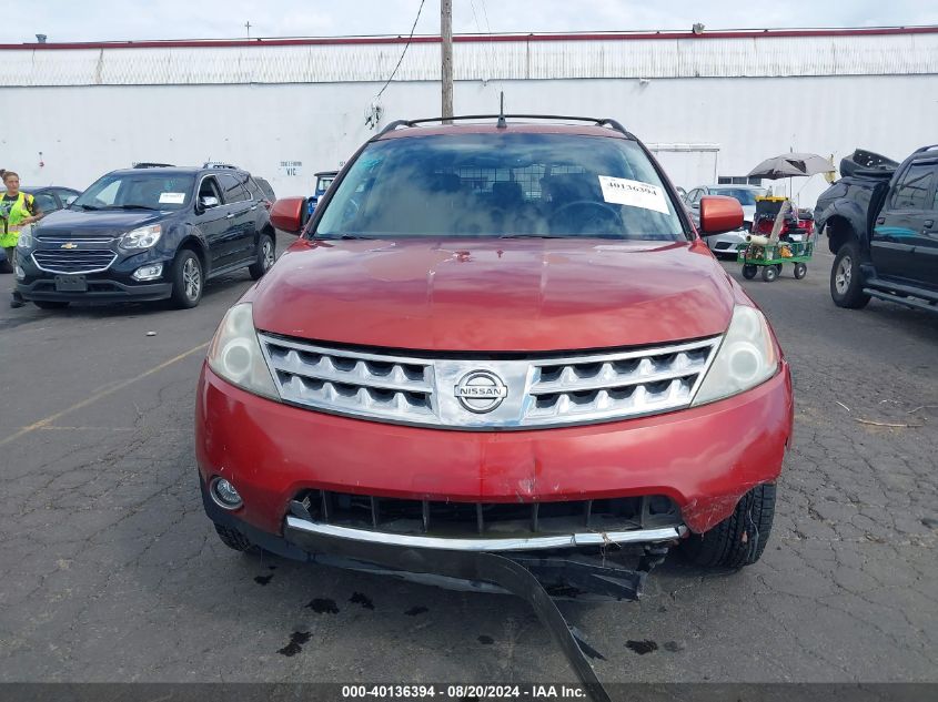 2006 Nissan Murano Sl VIN: JN8AZ08W96W507878 Lot: 40136394