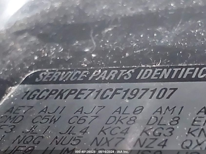 2012 Chevrolet Silverado 1500 Work Truck VIN: 1GCPKPE71CF197107 Lot: 40136528