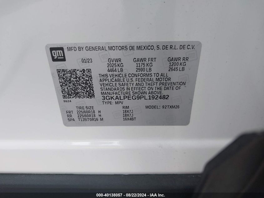 2023 GMC Terrain Fwd Slt VIN: 3GKALPEG9PL192482 Lot: 40138057