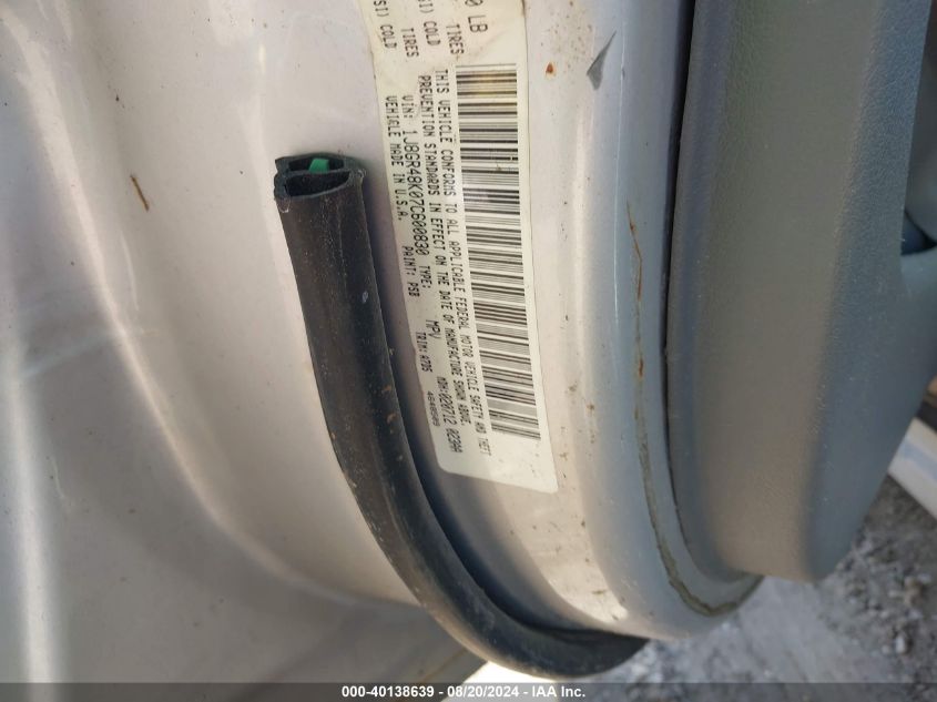 2007 Jeep Grand Cherokee Laredo VIN: 1J8GR48K07C600830 Lot: 40138639