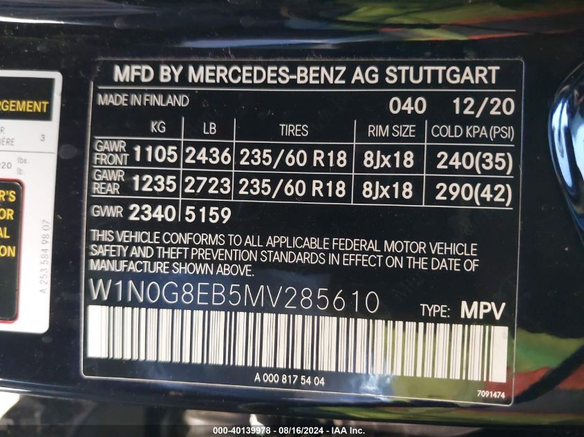 W1N0G8EB5MV285610 2021 Mercedes-Benz Glc 300 4Matic Suv