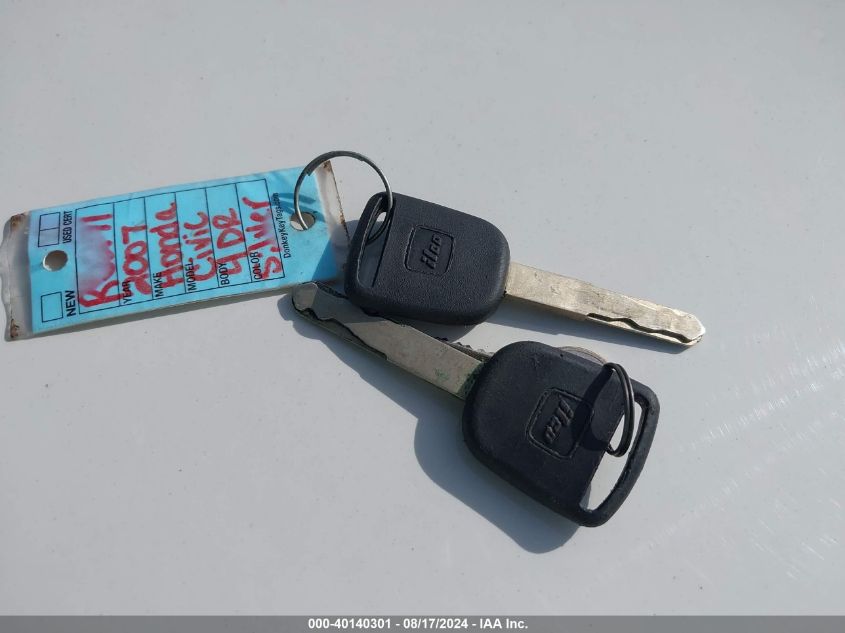 2007 Honda Civic Lx VIN: 1HGFA16577L051652 Lot: 40140301