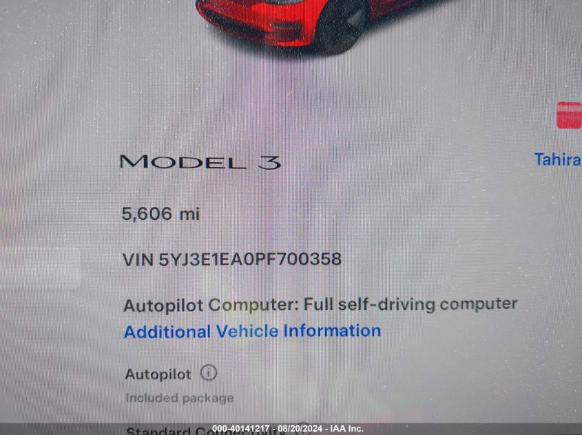 2023 TESLA MODEL 3 REAR-WHEEL DRIVE - 5YJ3E1EA0PF700358