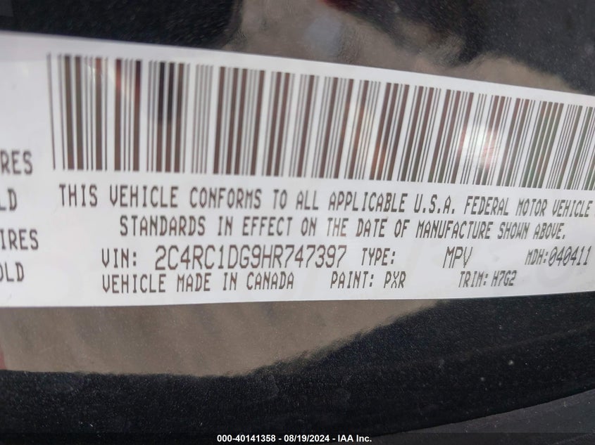 2017 CHRYSLER PACIFICA TOURING - 2C4RC1DG9HR747397