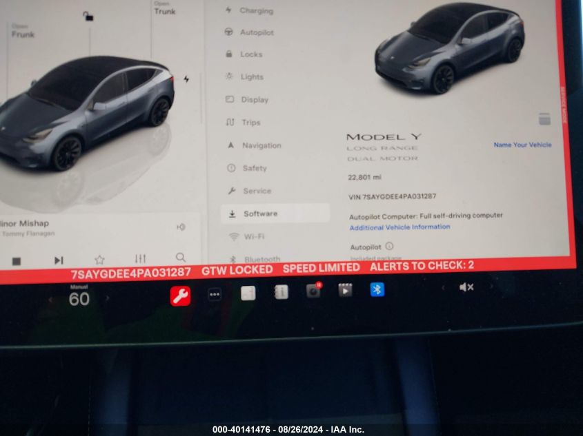 2023 Tesla Model Y Awd/Long Range Dual Motor All-Wheel Drive VIN: 7SAYGDEE4PA031287 Lot: 40141476