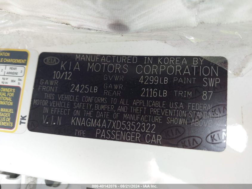 2013 KIA OPTIMA LX - KNAGM4A7XD5352322