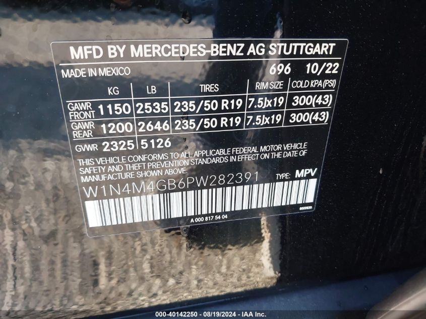 W1N4M4GB6PW282391 2023 Mercedes-Benz Glb 250