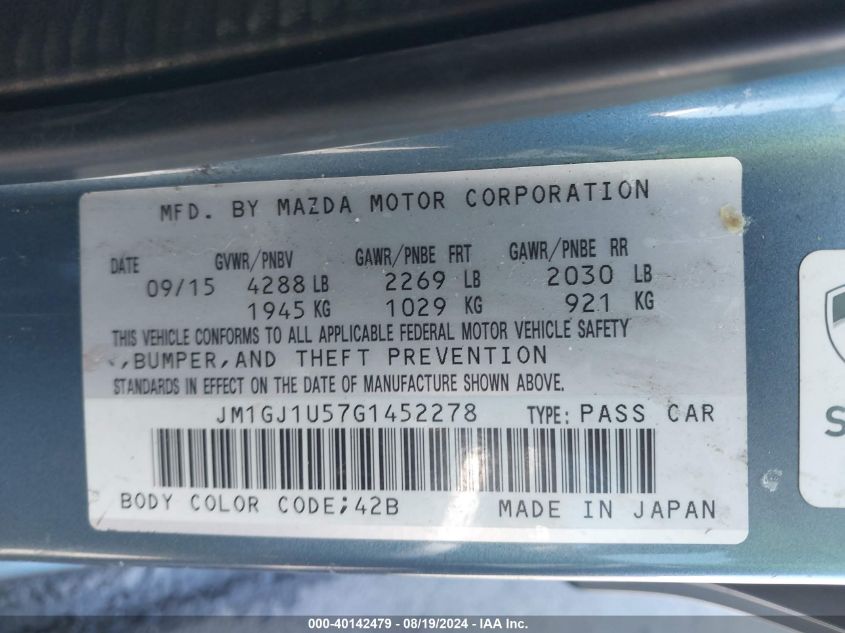 JM1GJ1U57G1452278 2016 Mazda Mazda6