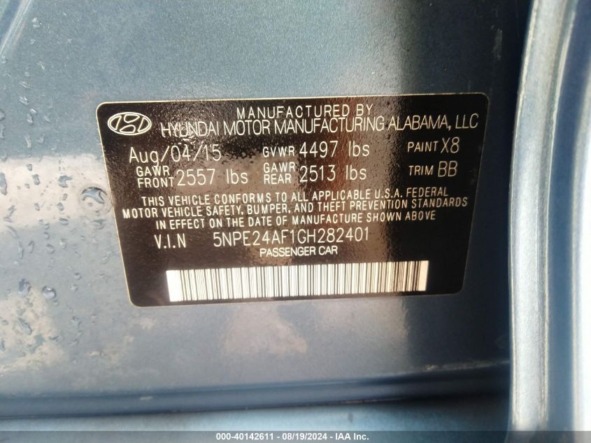 5NPE24AF1GH282401 2016 Hyundai Sonata Se