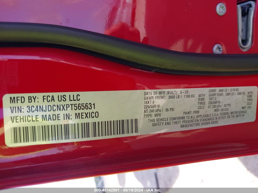 2023 Jeep Compass Limited 4X4 VIN: 3C4NJDCNXPT565631 Lot: 40142901