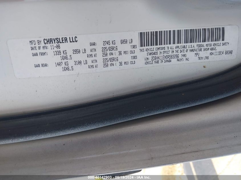 2009 Dodge Grand Caravan Cv VIN: 2D8HN11EX9R583296 Lot: 40142903